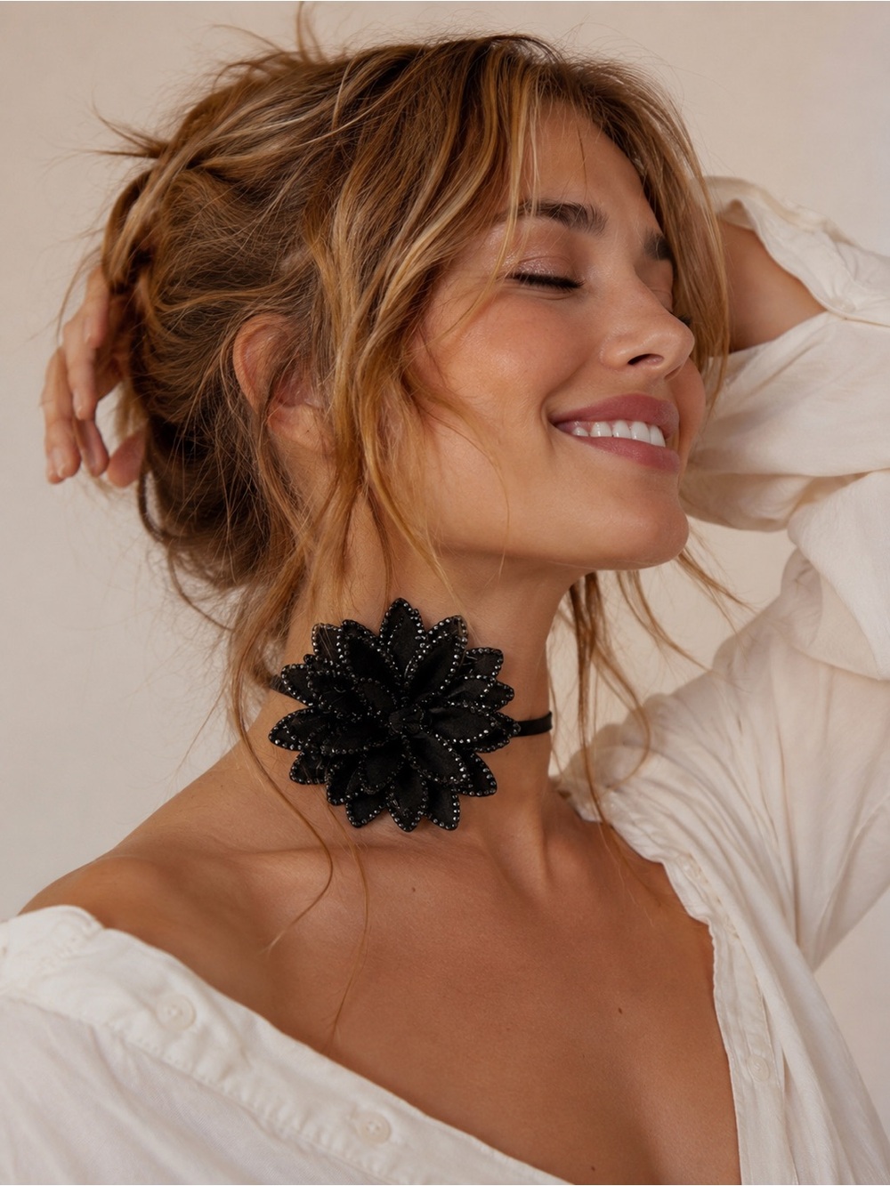 NEW Free People From Dusk Till Dawn Choker Black Floral